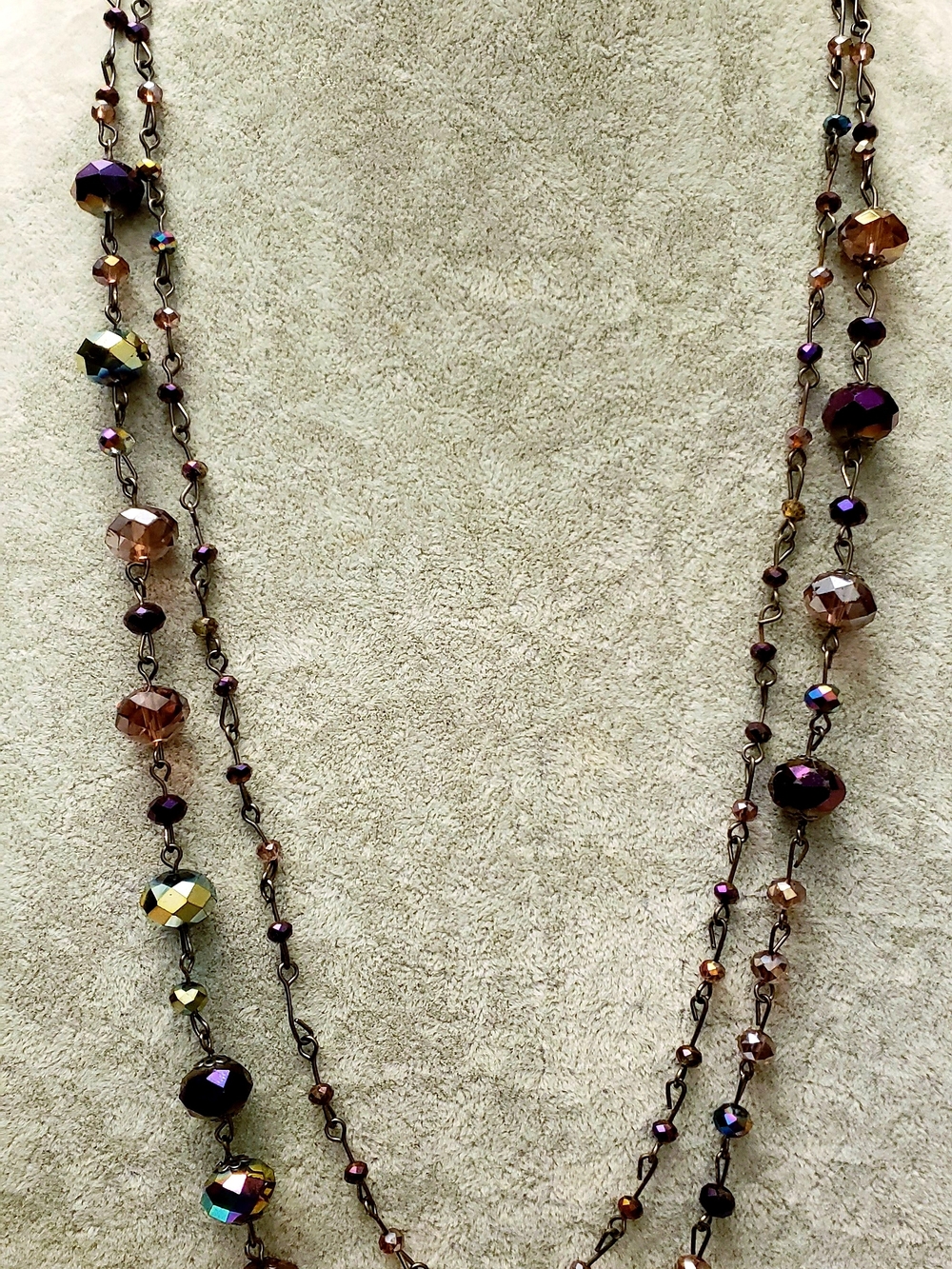 Multi-Color Faceted Glass Bead Long Necklace - Women Jewelry